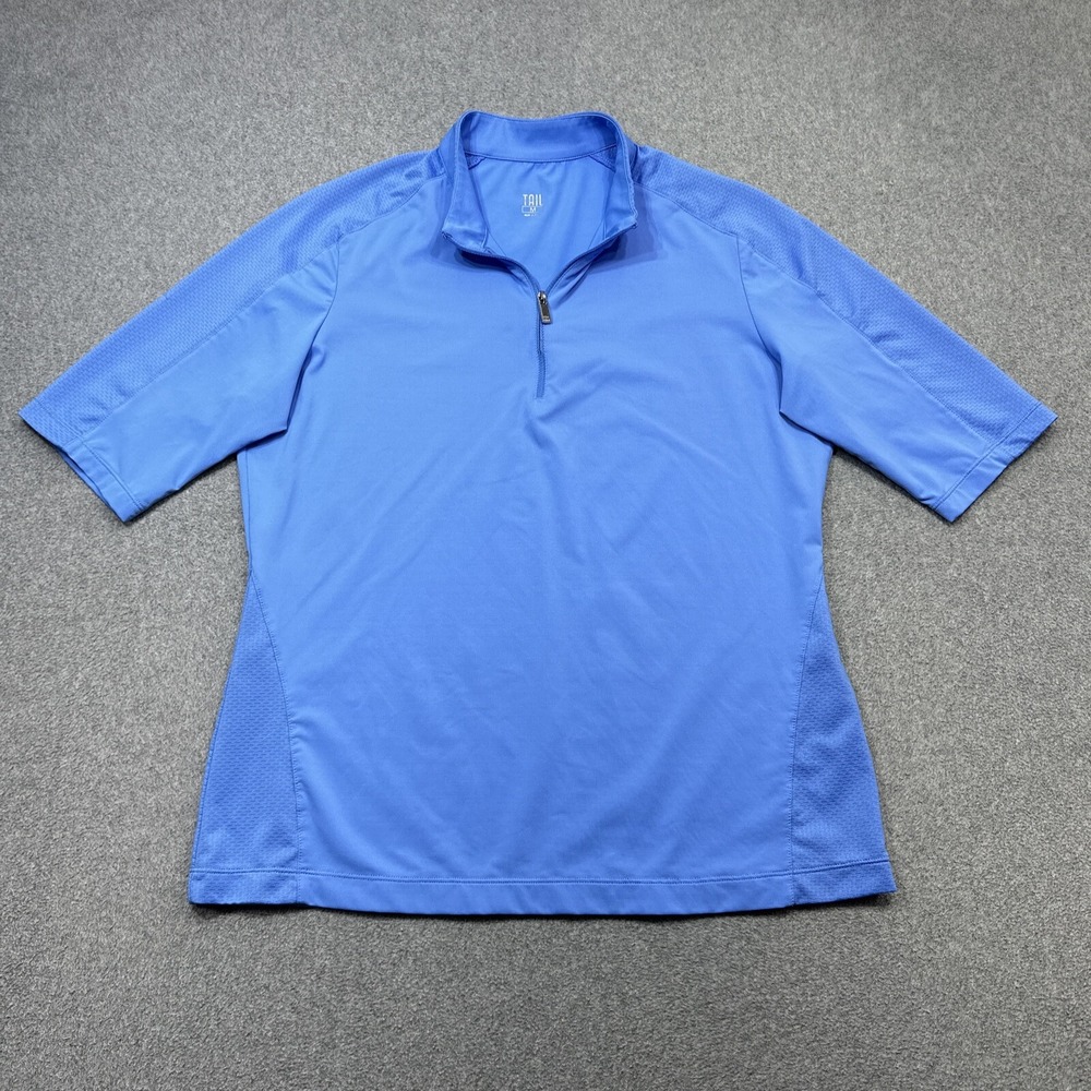 Tail Top Women Medium Blue 1/4 Zip Half Sleeve Mesh Trim Performance Activewear